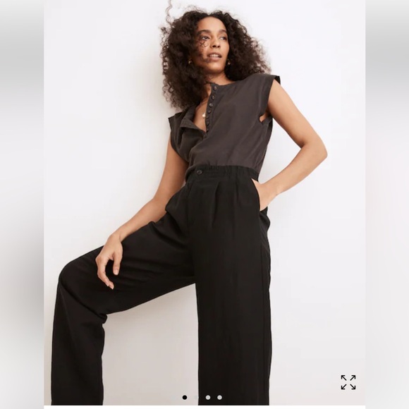 Madewell Linen-Blend Pull-On High-Rise Straight Pants NF099 - Picture 2 of 13